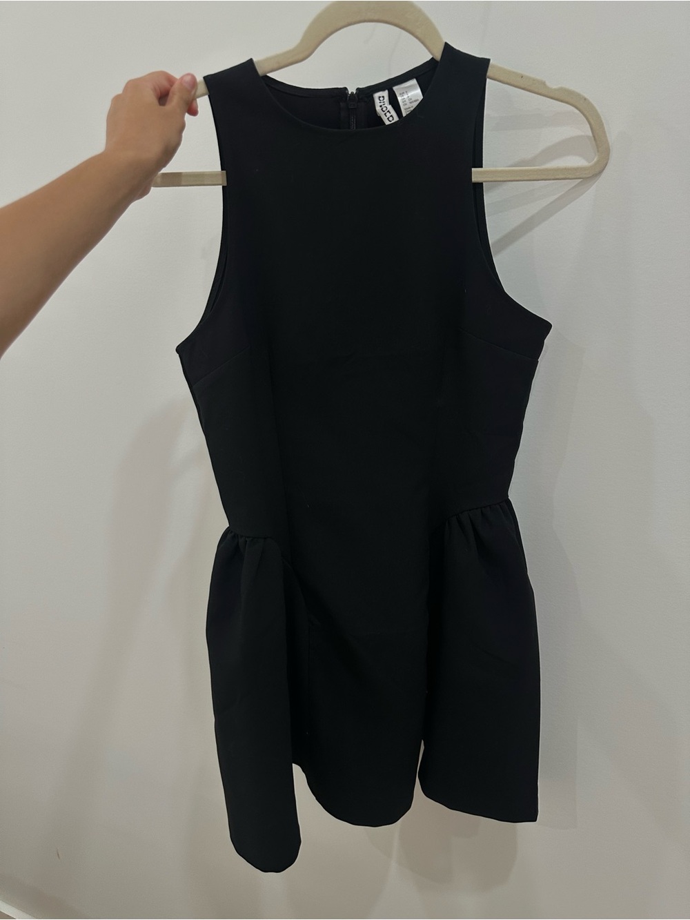 H&M Black Sleeveless Mini Dress with Subtle Peplum